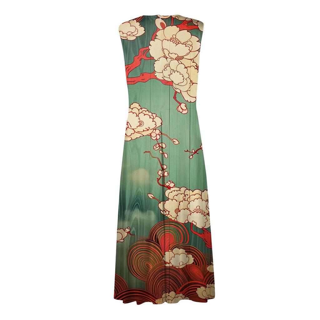Women's Long Dress Maxi Dress Casual Dress Swing Dress A Line Dress  Fashion Streetwear Outdoor Date Print Sleeveless V Neck Dress