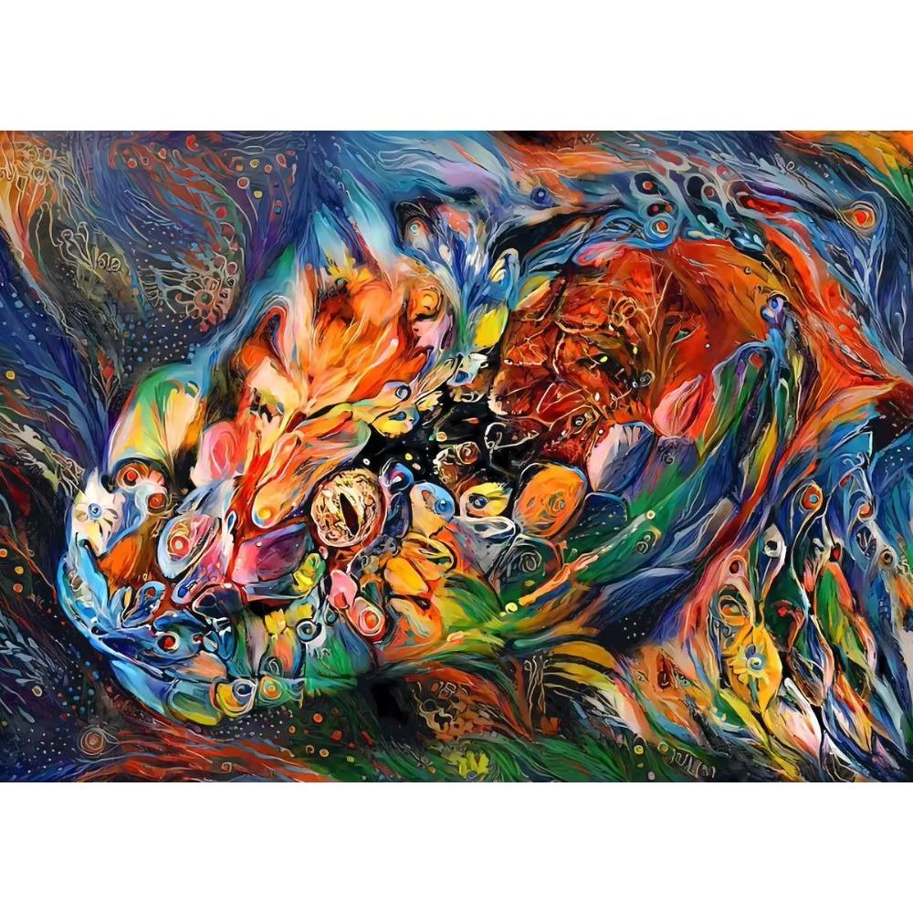 Canvas Abstract Animals Lion Tiger Cat Colour Retro Wall Decoration Pictures Living Bedroom Decor Posters
