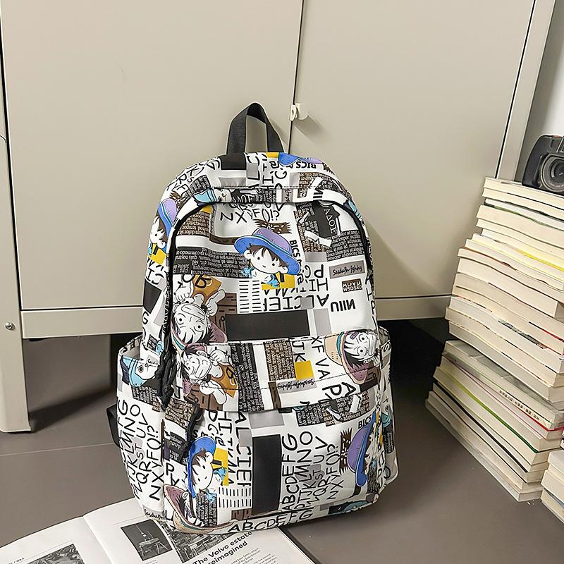 Schoolbag New Large Capacity Graffiti Backpack Multi-compartment High School Backpack Fashion Trend Travel Bag Men's and Women's