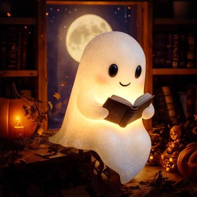 Geist Nachtlicht Schreibtisch Geist Leselampe Cartoon Geist Nachttischlampe für Halloween Dekoration Buchliebhaber Geschenk