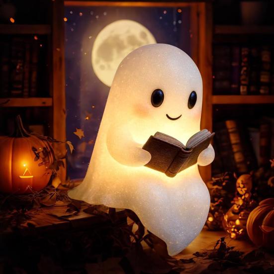 Duch Noční světlo Stolní Duch Čtecí Lampa Kreslený Duch Noční Lampa na Halloween Dekoraci Dárek pro Milovníky Knih