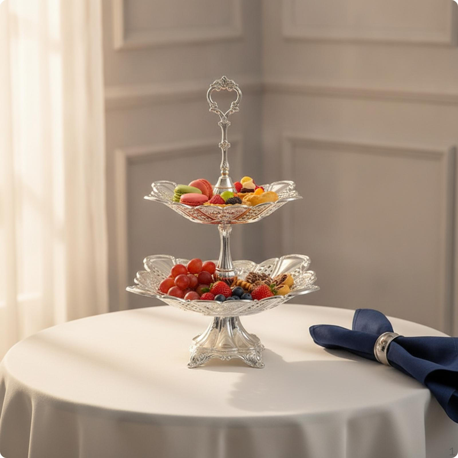 Pedestal Serving Bowl Elegant Fruit with Ornate Dessert Stand for Hosts, Table