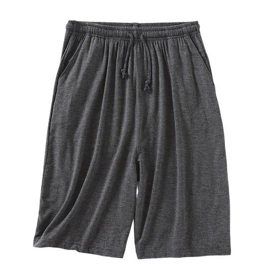 Men Summer Shorts Solid Color Loose Elastic Waist Drawstring Deep Crotch Keep Cooling Comfortable Pockets Plus Size Knee-length Shorts Men Clothes