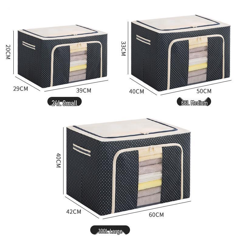 Steel Frame Waterproof Clothes Storage Box - Large Transparent Moisture-Proof Organizer for Quilts