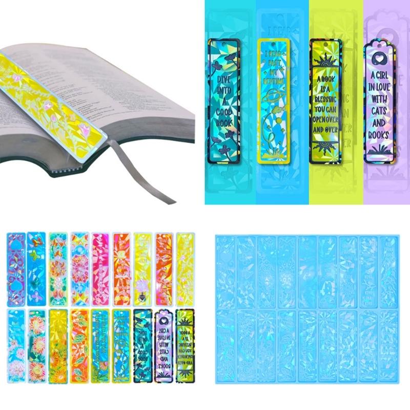 18 Styles Bookmark Silicone Mould Casting Craft Pendant Resin Epoxy DIY Rectangle Bookmark Mold for Jewelry DIY Fans