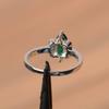 Women's Green Emerald Marquise Cut Gemstone Ring May Birthstone 925 Sterling Silver Statement Ring For Engagement & Anniversary Wear