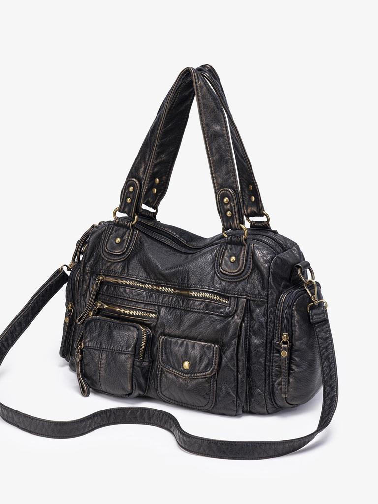 Women's Y2K Washed Distressed Large Motorcycle Shoulder/Crossbody Handbag