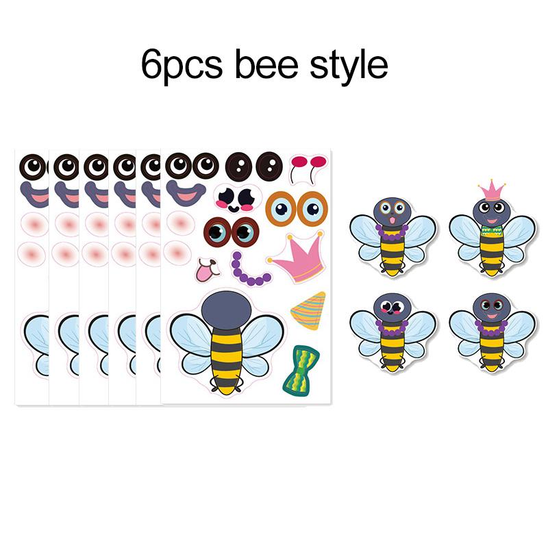 6 arkuszy Naklejki zmieniające twarze zwierząt Zabawki Kreskówkowe Wodoodporne Naklejki Wielokrotnego Użytku Zarządzanie Emocjami i Umiejętność Ekspresji TMZ