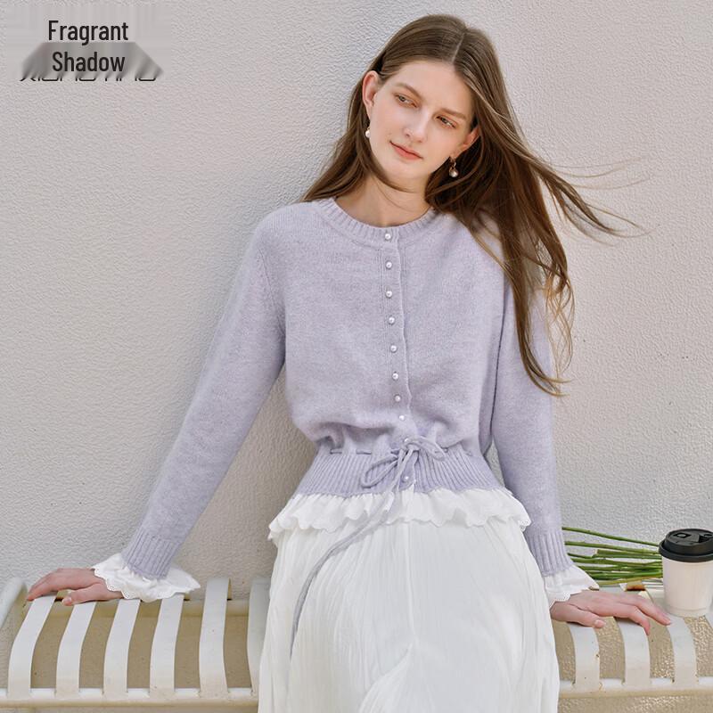 Xiangying Women s Wool Blend Faux Two-Piece Cardigan XL