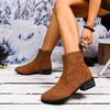 Foreign Trade New Pointed Short Tube Side Zipper Martin Boots Women's Cross-border Large Size Fashion Medium Heel Thin Bare Boots