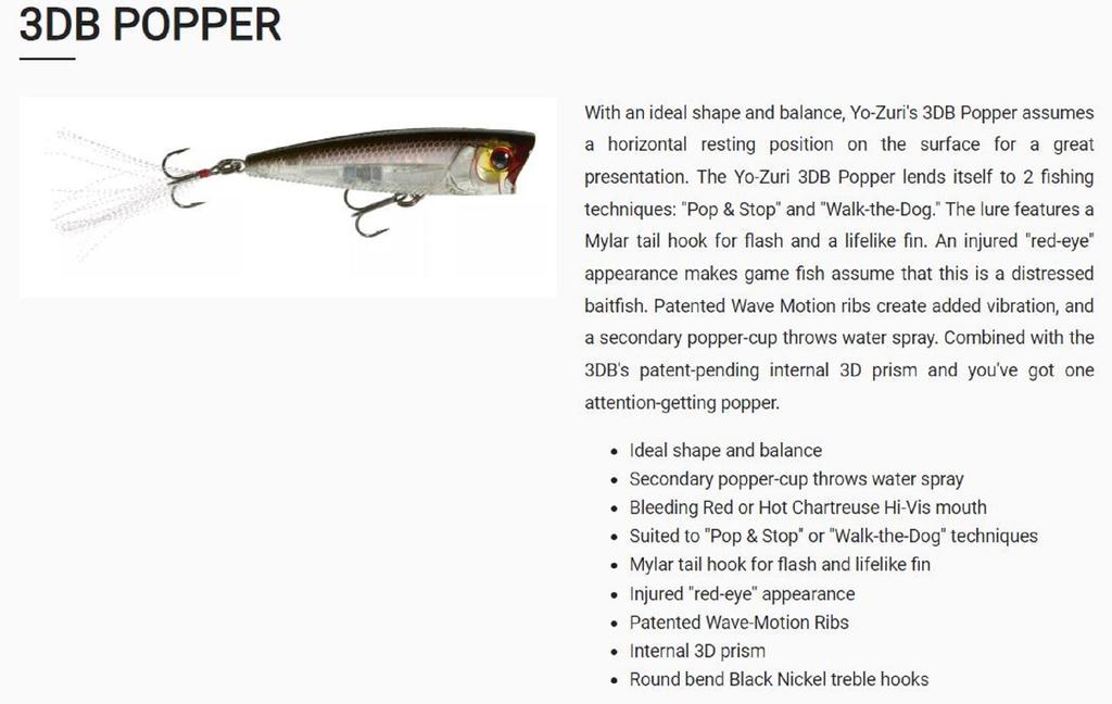 Yo Zuri Duel 3DB Popper 75 mm Floating Lure R1101-PFT (4320)