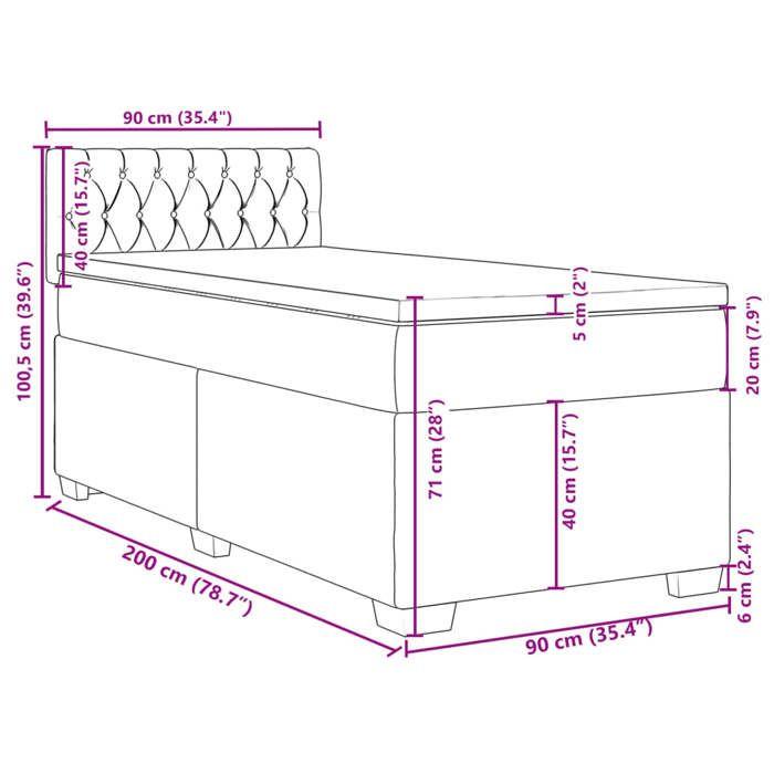 VidaXL Sommier à lattes de lit avec matelas Taupe 90x200 cm Tissu 3285782