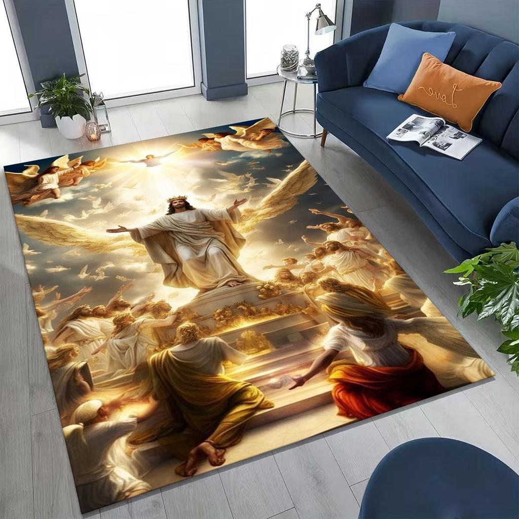 HD Faith Virgin Mary Jesus Blessed Rug Carpet for Bedroom Living Room Sofa Home Doormat Decor,Kids Play Non-slip Floor Mat