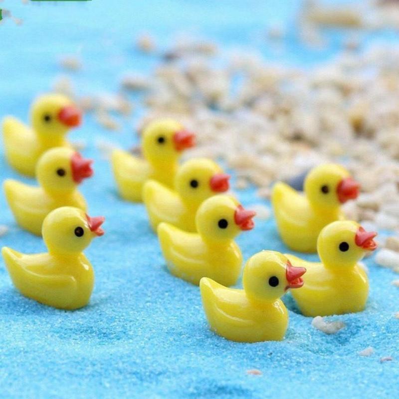 200-10pcs/set Resin Mini Ducks Ornament Miniature Figures Tiny Duck Handicraft Micro Landscape Dollhouse Decoration Accesories