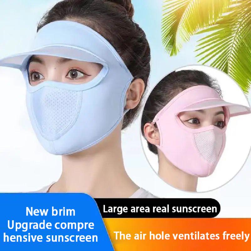 Sonnenschutz-Linsenmaske, abnehmbar, für Damen, Frühling und Sommer, Anti-Ultraviolett-Sonnenschutz, Fahrradfahren, staubdicht, verstellbare Hutmaske