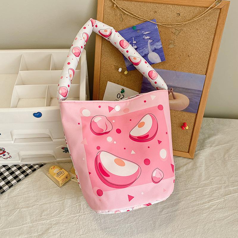 

Girl Cartoon Whimsical Fruit Handbag For Children Versatile Canvas Purse Perfect School For Pink Double Print