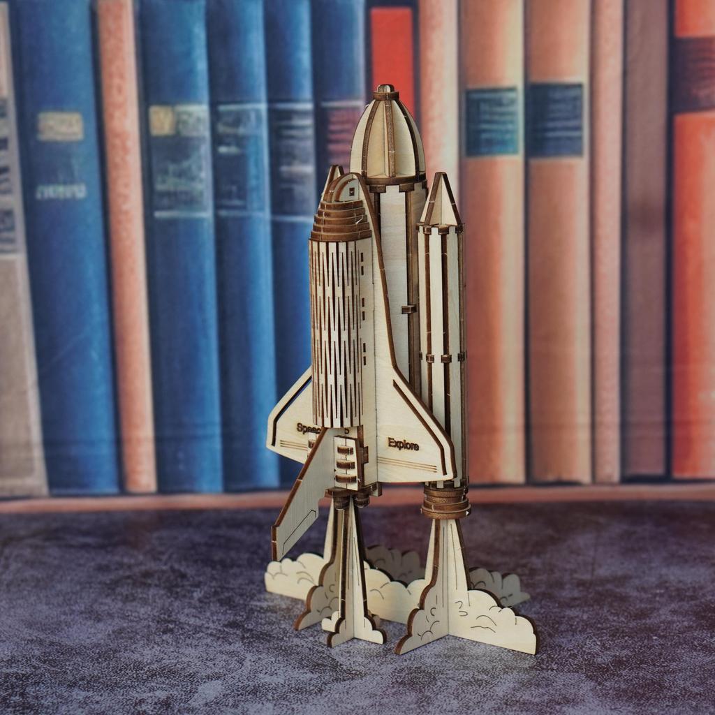 3D wooden puzzle for adults airplane model rocket building block toy kit, handmade DIY assembly model