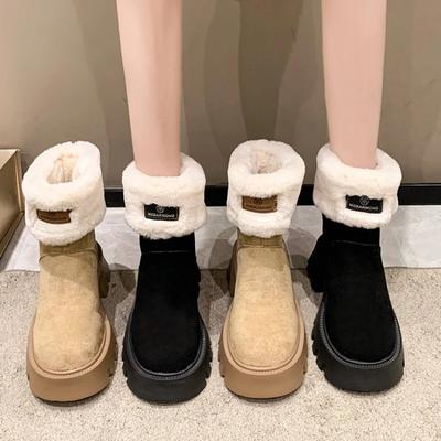Fashion Platform Boots Women 2024 New Cold-proof and Warm Winter Woman's Boots Fashion Short Plush High Heel Ankle Boots Bota Feminina