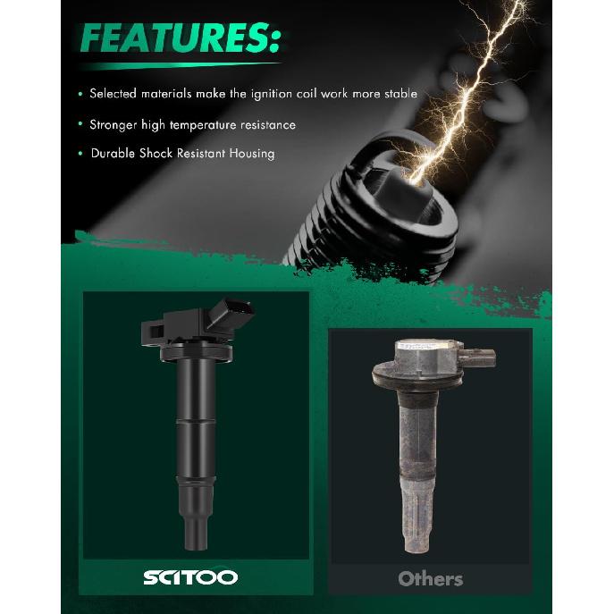 SCITOO Ignition Coil Coils Pack fits for Toyota Solara 2.4L 2002-2003 for Toyota RAV4 2.4L 2004-2008 for Toyota RAV4 2.0L 2001-2003 UF333 UF322