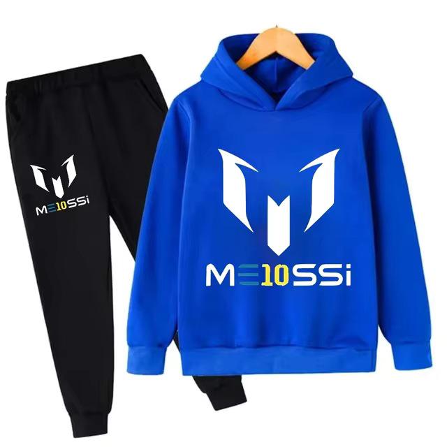 Kids' Messi Football Hoodie & Pants Set - 2-Piece Casual Sportswear for Boys & Girls, Spring & Autumn