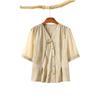 Elegante Top in Seta per Donne Petite di Mezza Età - Stile Cinese, Camicia Estiva a Maniche Corte in Seta di Gelso