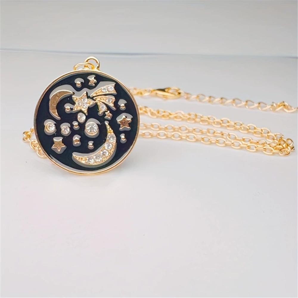 Charm Female Moon Pendant Necklace Vintage Gold Color Wedding Jewelry For Women