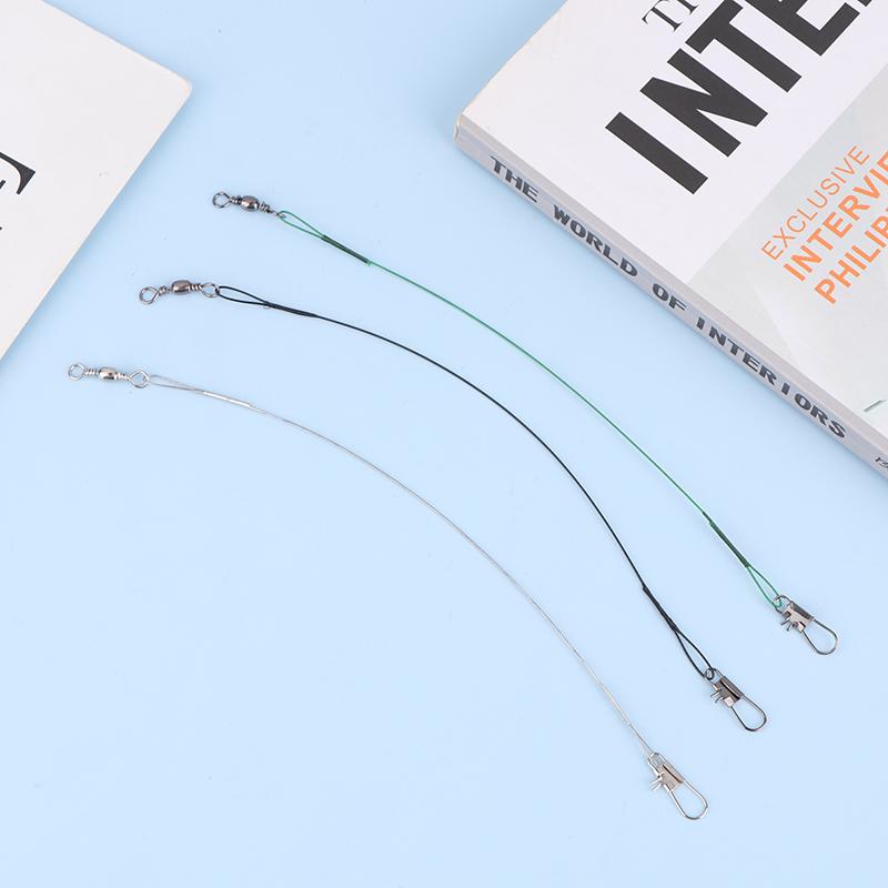 10Pcs 10/15/20/25/30Cm Anti-Bite Steel Wire Leash Lure Fishhook Line Trace Wire Leader With Swivel Fishing Lure Accessories