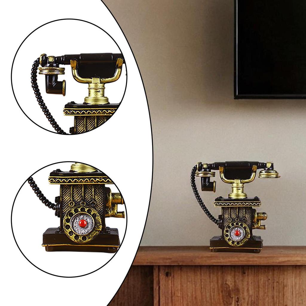 Phone Model Antique Figurine Creative,Corded,Desk Phone,Wall Decor Statue Vintage Rotary