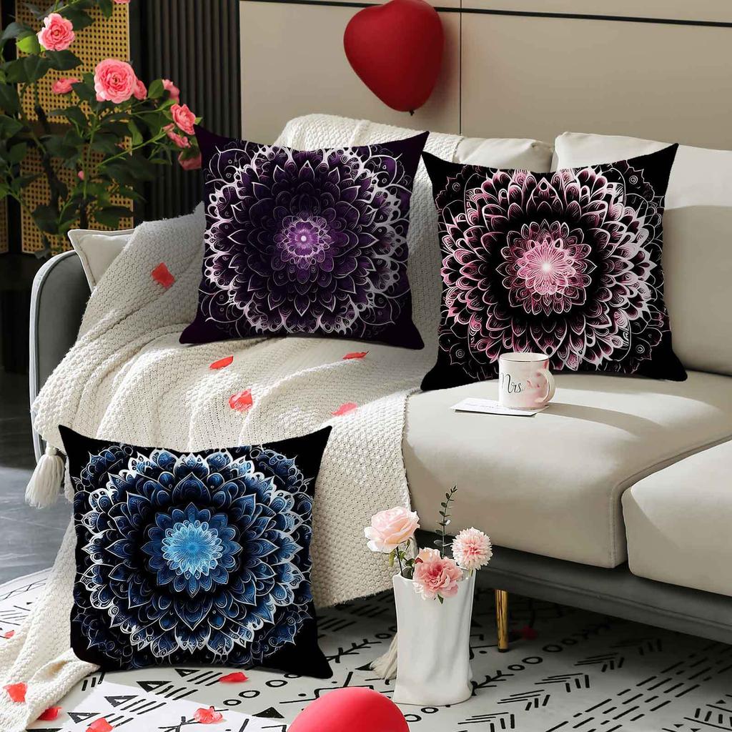 Exquisite Mandala Pattern Digital Printing Pillow Cover Short Plush Suitable Living Rooms Bedrooms Sofas Throw Cushion Cover