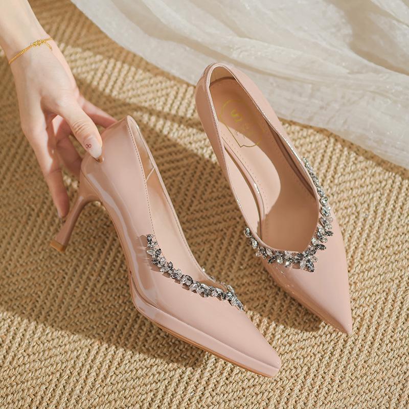 

Дизайнерские туфли-лодочки со стразами, женская новая мода и элегантность с юбкой, универсальные туфли на шпильке 34