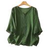 2026 Summer Tencel Linen Mid-Sleeve T-Shirt for Middle-Aged & Elderly Women, Loose Casual Solid Color Top