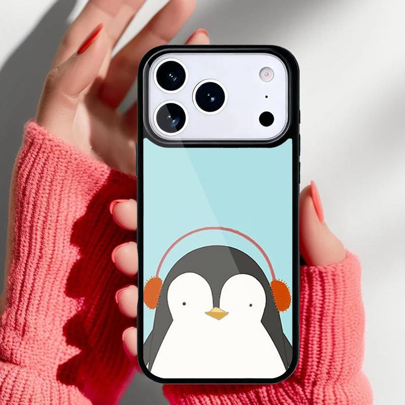 Roztomilý tučňák pouzdro na telefon pro iPhone 17 16 15 14 13 Pro Max Zadní kryt pro 12 11 Pro Coque