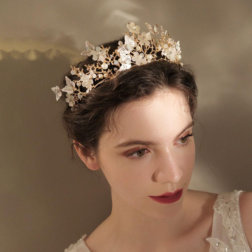 Hair Headband Bride Tiaras Wedding Baroque Rhinestone Crown Butterfly Hairband Hair Jewelry Crystal