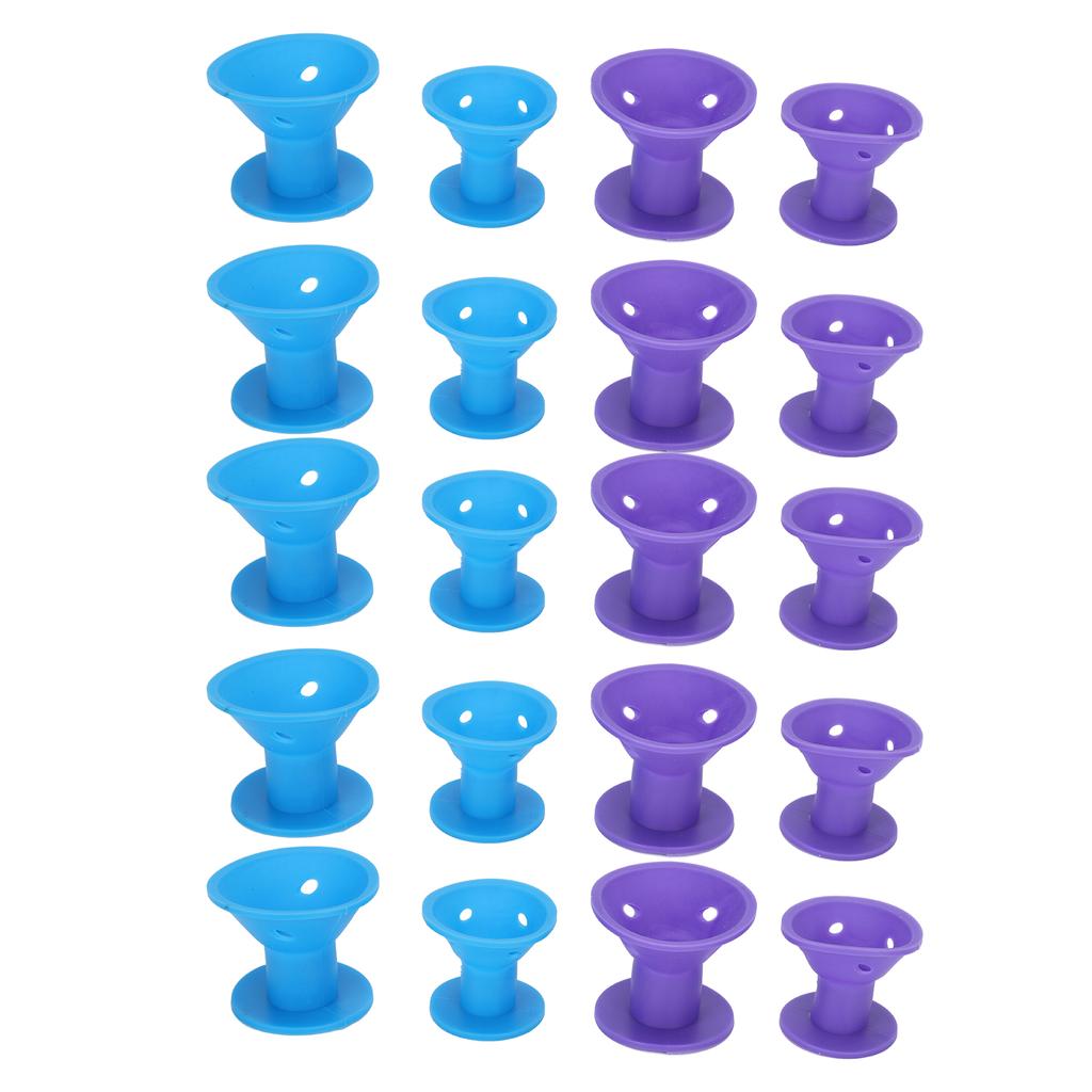 20pcs Mushroom Hair Curler Self Grip DIY Silicone Hair Style Curlers for Long Medium Short Hair Purple Blue