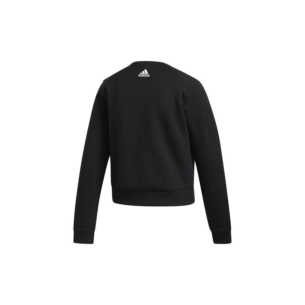 Adidas Training Sports Crew Neck Cropped Sweatshirt Women Tops Black FL2059
