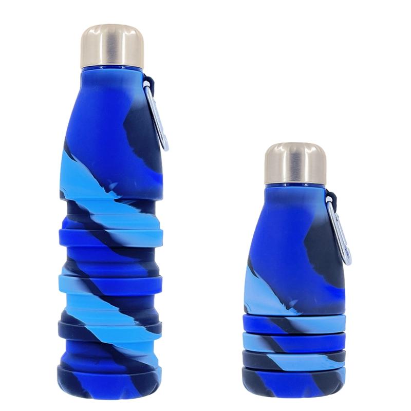 Foldable Bottle With Carabiner Leak Silicone Collapsible Water Bottles Lightweight Active Cups Proof For Outdoor Use Travel 500ml