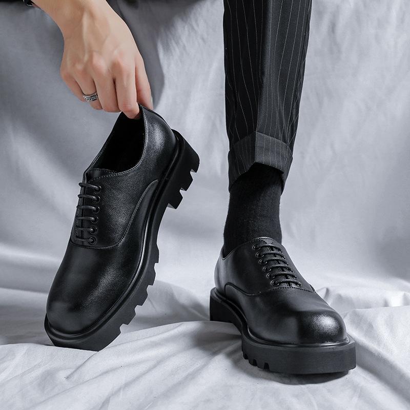 Большие размеры обуви новые низкие повседневные квадратные туфли из кожи 45 мужские — фото 4