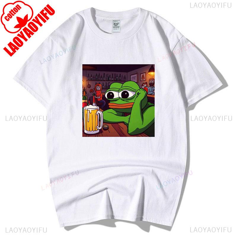 Sad Frog PEPE Funny Graphic T Shirts Summer Clothes for Man High Quality Cotton Short-sleev Tee-shirts Humor Camisetas Hombre