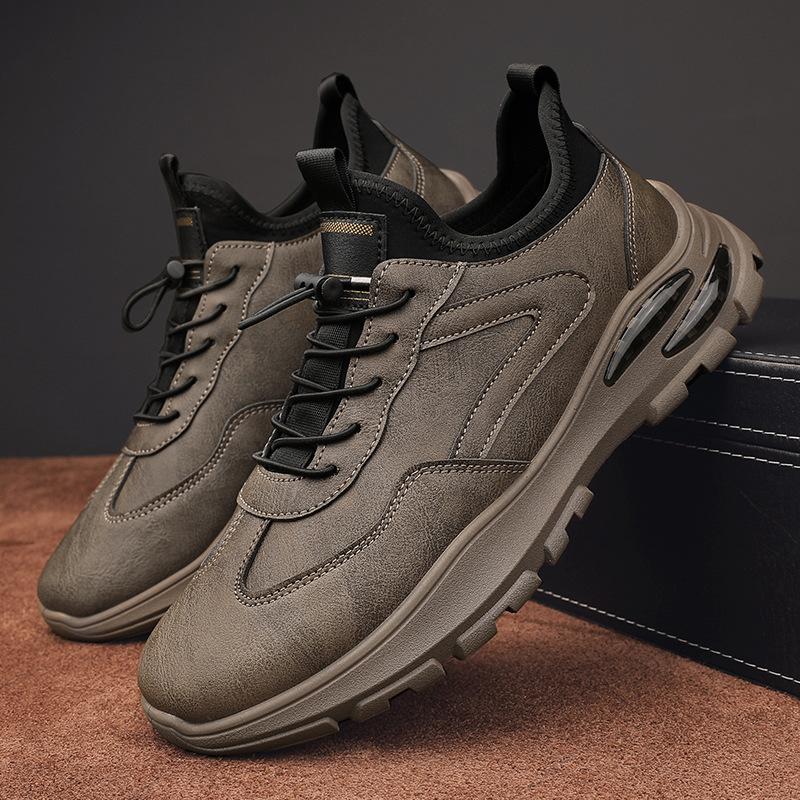 

2025 однотонные модные мужские туфли зимние рабочие повседневные кожаные туфли мужские шнурки удобные универсальные спортивные туфли 44