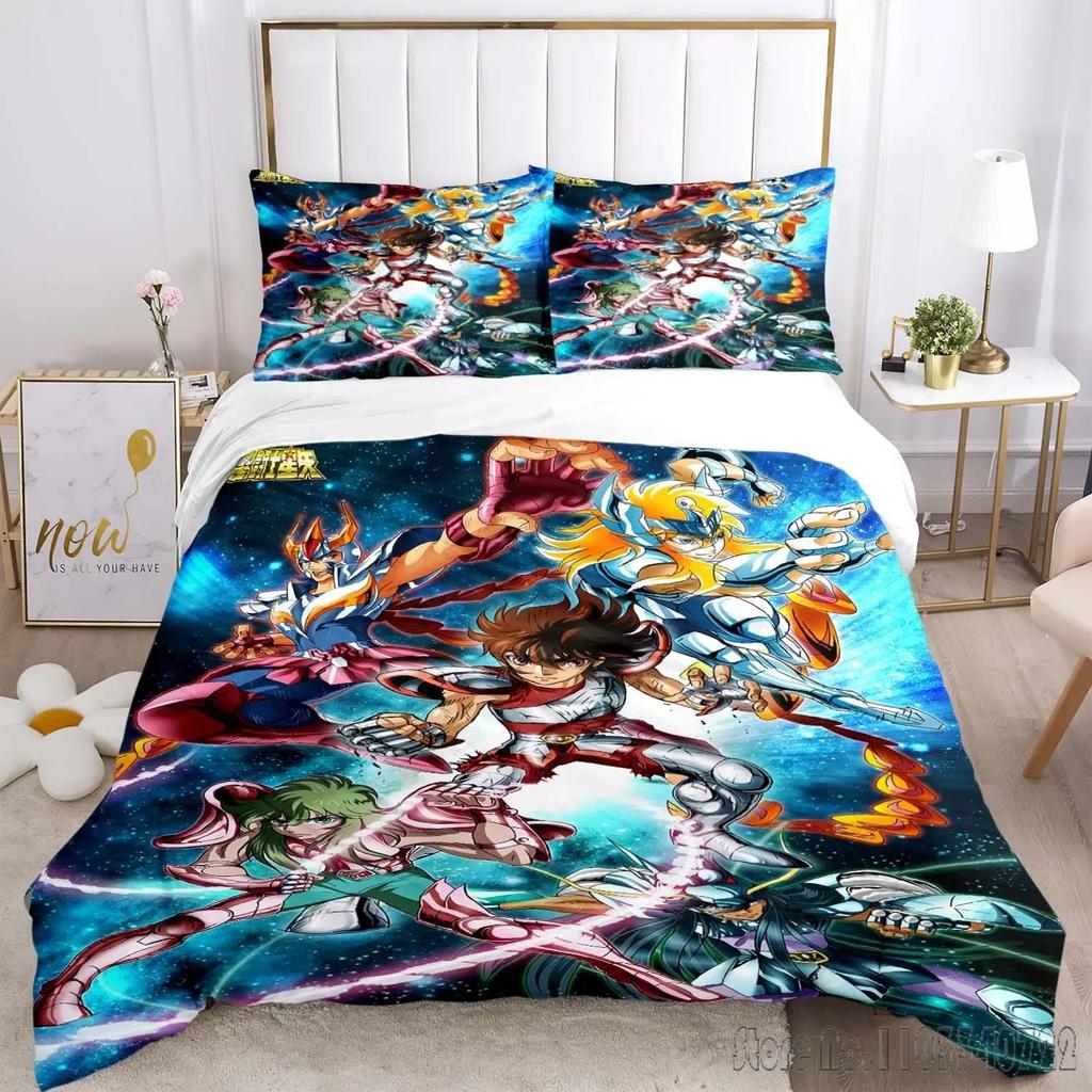 Admire Saint Seiya Pattern Cartoon Duvet Cover Set HD Comforter Cover for Kids Bedding Sets Bedclothes Bedroom Decor
