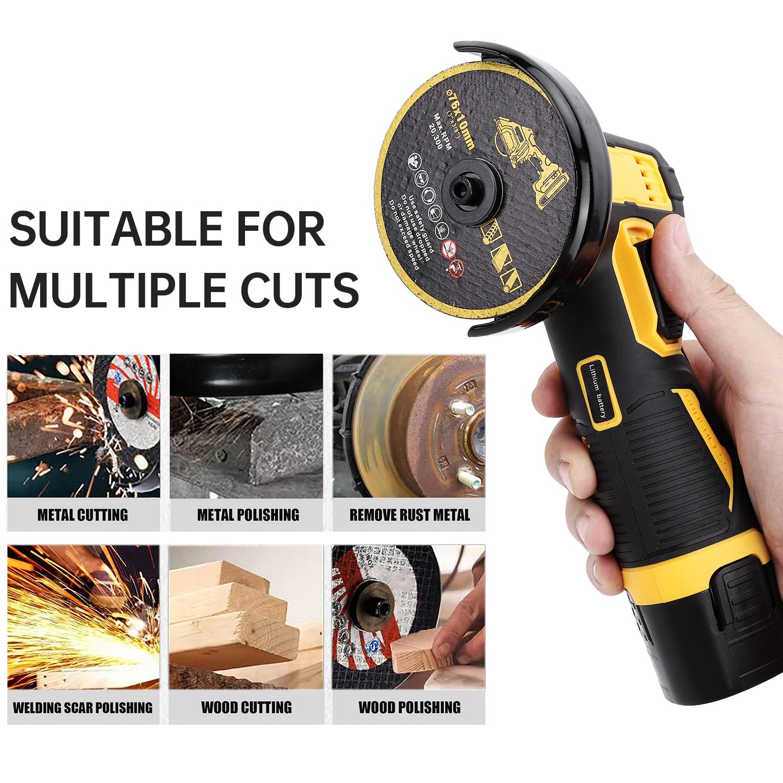 

Handheld Angle Grinder Tool 21V Cordless Cutting Polishing Machine with 2pcs Rechargeable Battery Multifunctional MINI чёрный