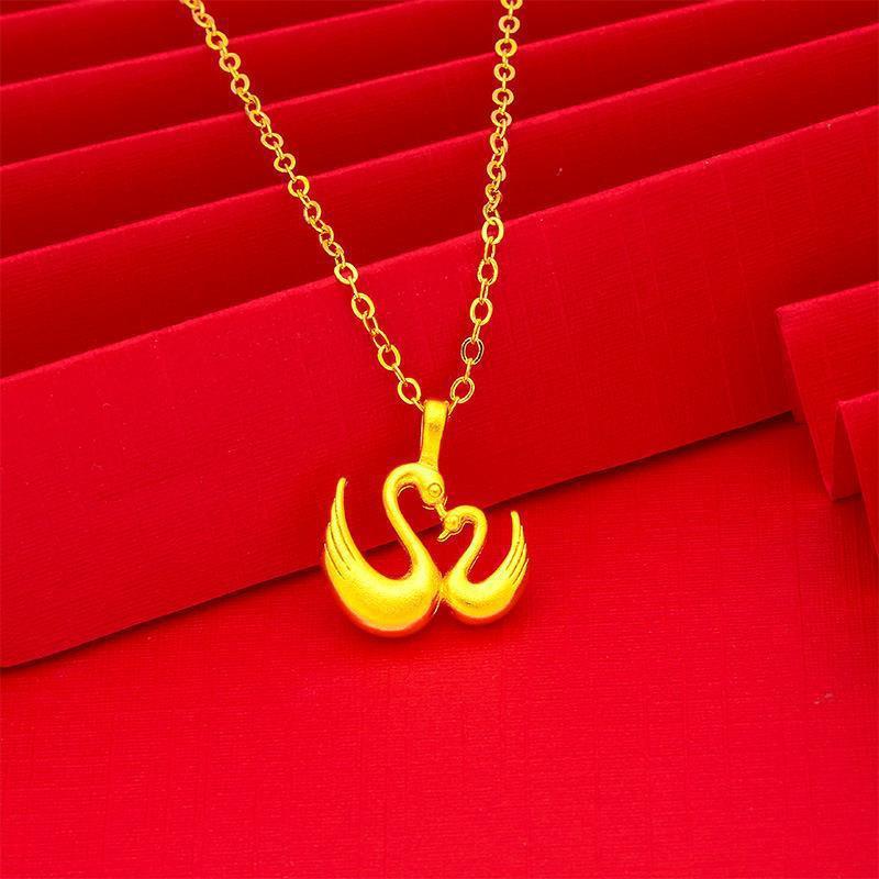 

Женское ожерелье с подвеской из 100% чистого золота 24 карата, одноцветные украшения внутри и снаружи, ожерелье с изображением гуся