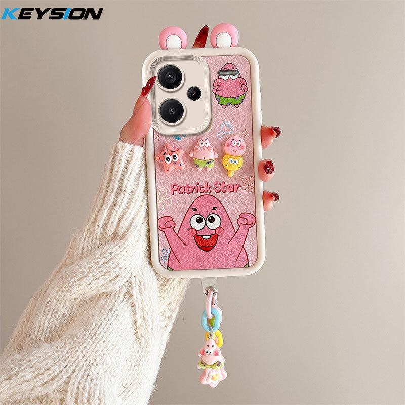KEYSION Cute Ear 3D Cartoon Case for Redmi Note 13 Pro+ 5G with Bracelet Silicone Shockproof Phone Cover for Redmi Note 13 Pro+ 5G