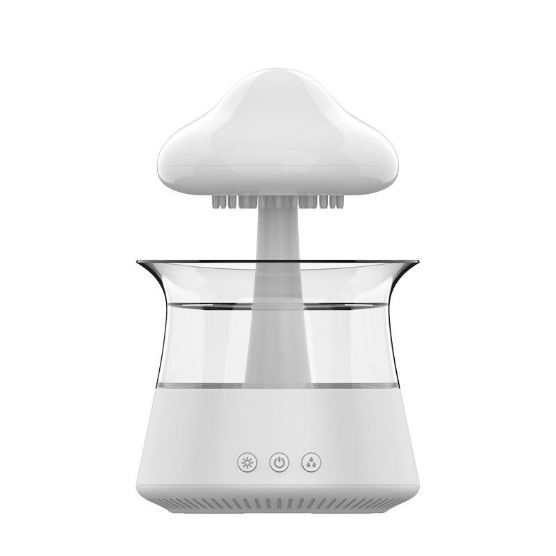 Multifunctional Mushroom Cloud Humidifier 300mL Household Heavy Fog Humidifier with Night Light Rain Drop Aromatherapy Machine