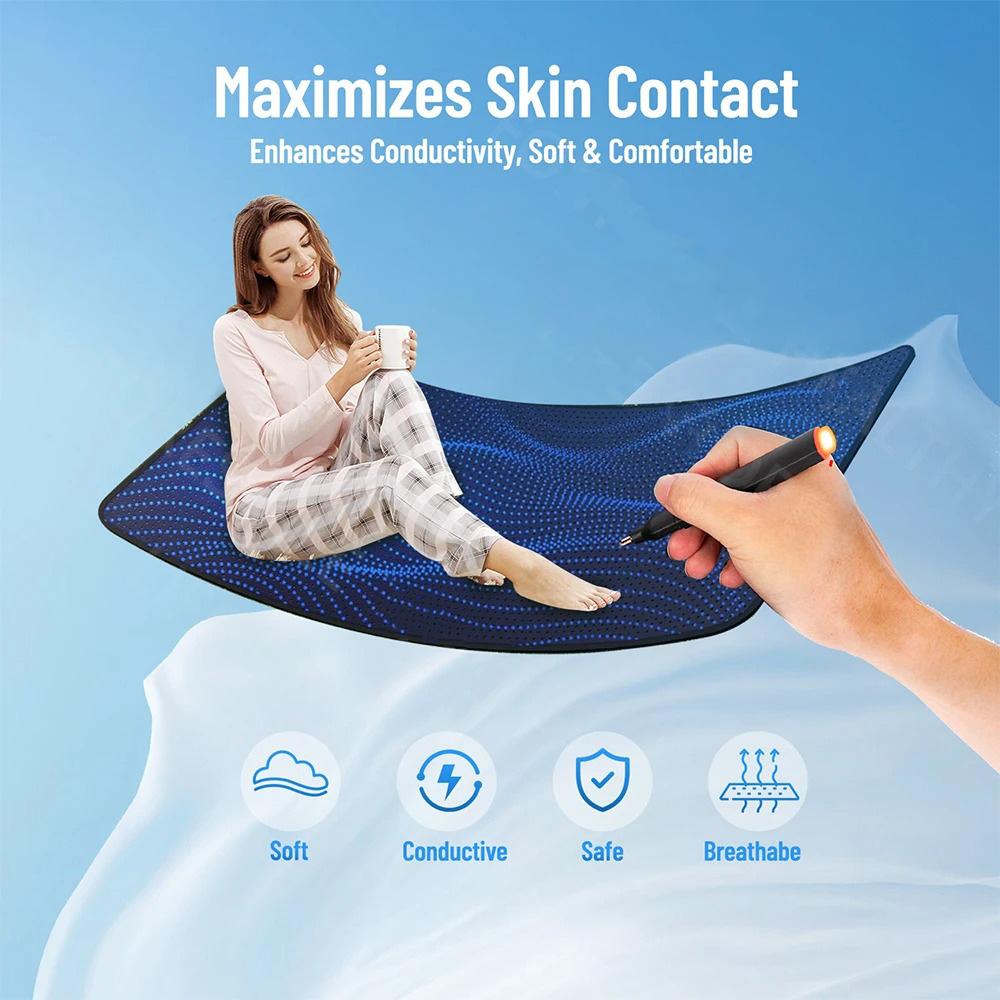 Tear Resistant PU Leather Grounding Mat for Bed with Cord Sleeping Pad Full Body Comfort Indoor Use Durable Grounding Accessory