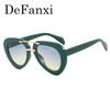 Retro Oval Frame Sunglasses Fashion Big Frame Sunglasses Punk Green Pilot Eyewear Personalized Shades Sun Protection Glasses