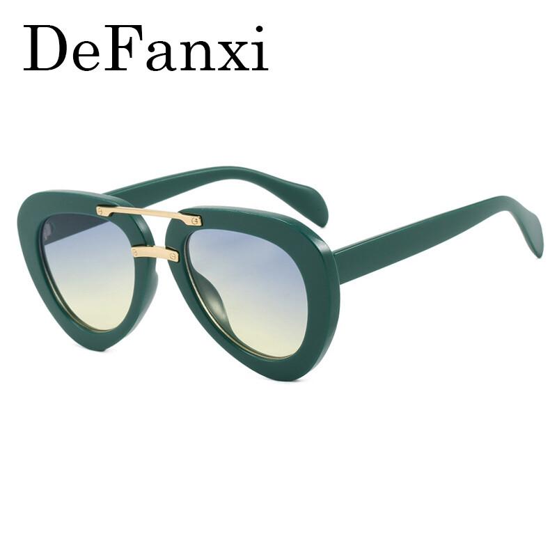 Retro Oval Frame Sunglasses Fashion Big Frame Sunglasses Punk Green Pilot Eyewear Personalized Shades Sun Protection Glasses