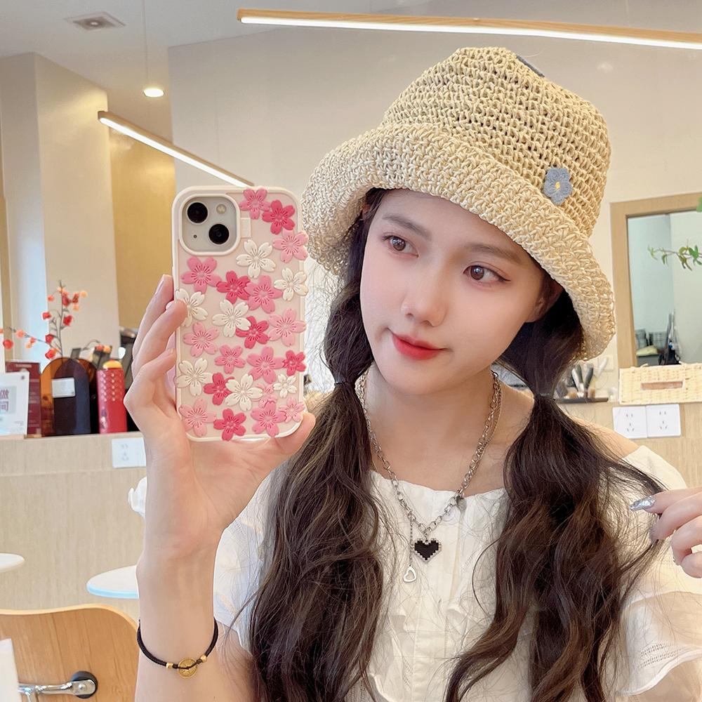 Japan Ins Kawaii 3D Flower Sakura Soft Silicone Phone Case for iPhone 12 13 14 15 16 Pro Max Shockproof Back Cover Phone Cases