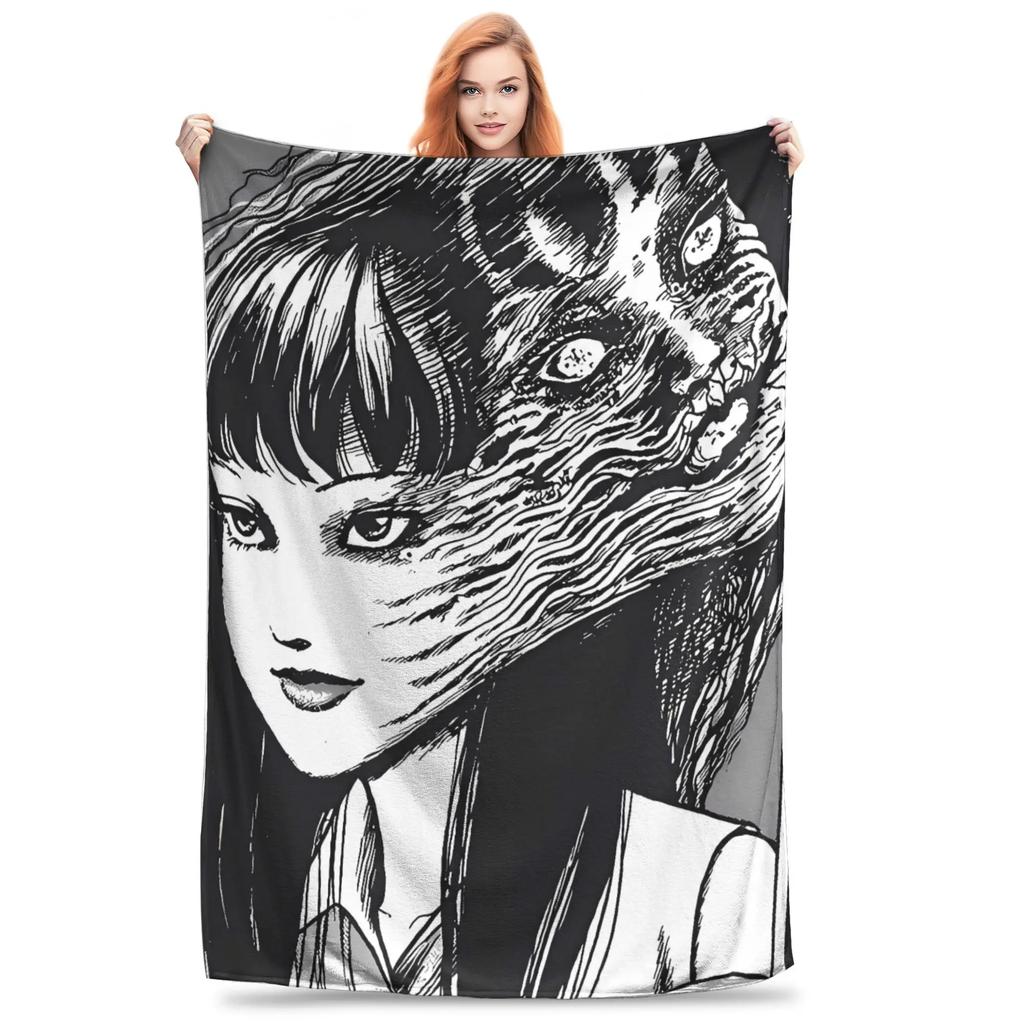 Tomie Junji Ito Blanket Soft Warm Throws for Winter Bedding Child Couch Chair Pattern Ideal for Bedspread