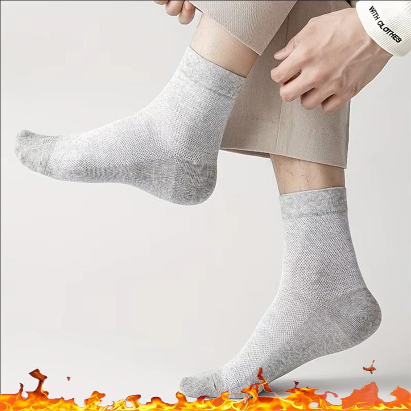 Men's Thick Warm Towel Socks 3 Pairs of Casual Solid Color Mid-calf Socks Winter Men's Socks